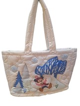 Disney Parks Minnie &amp; Chip &#39;n Dale Winter Quilted Homestead Tote Bag NEW - £34.77 GBP