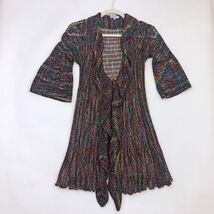 Kessley Womens Sweater Cardigan S/M Multicolor Knit Ruffles Bell Sleeve ... - $27.40 CAD