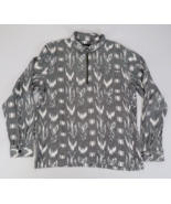 Stussy Shirt Size L Mens 1/4 Zip Ikat Popover Jacket Long Sleeve Gray White - £30.32 GBP