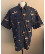 Aftco Bluewater Cotton Button Down Shirt Men L Short Sleeve Boats Fishin... - $239.52 MXN
