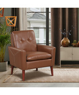 Leather Accent Chair Solid Wood Legs Tufted Padded Cushions Modern Livin... - £165.36 GBP