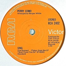 Perry Como - For the Good Times / Sing [7&quot; 45 rpm Single] UK Import - £4.48 GBP