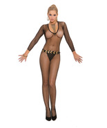 Deep V Cut Fishnet Bodystocking with Open Crotch Adult Woman Clothing Ho... - £13.45 GBP