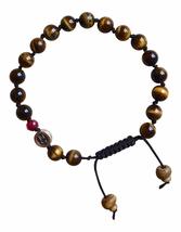 Tiger Eye Bracelet with Ruby and Buffalo Bone Beads - BE BRAVE (BNTE8SR) - £110.08 GBP