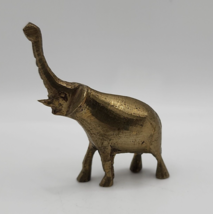 Vintage Miniature Brass Trunk Up Good Luck Elephant Figurine - $9.74