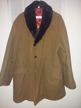 Vintage Sherpa Car Coat Jacket Tan 42/44 Roos Atkins Mod Skinhead Shawl ... - £47.84 GBP