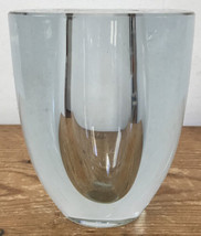 Vintage Mid Century Style Swedish Clear Solid Crystal Glass Candle Holder Vase - £31.85 GBP