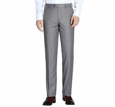 Men Renoir Flat Front Pants 100% Soft Wool Super 140s Classic Fit 508-5 Lt Gray - £79.91 GBP