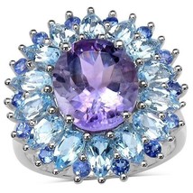 Womens Sterling Silver Amethyst Blue Topaz Tanzanite Ring 6 7 8 9 - $459.99