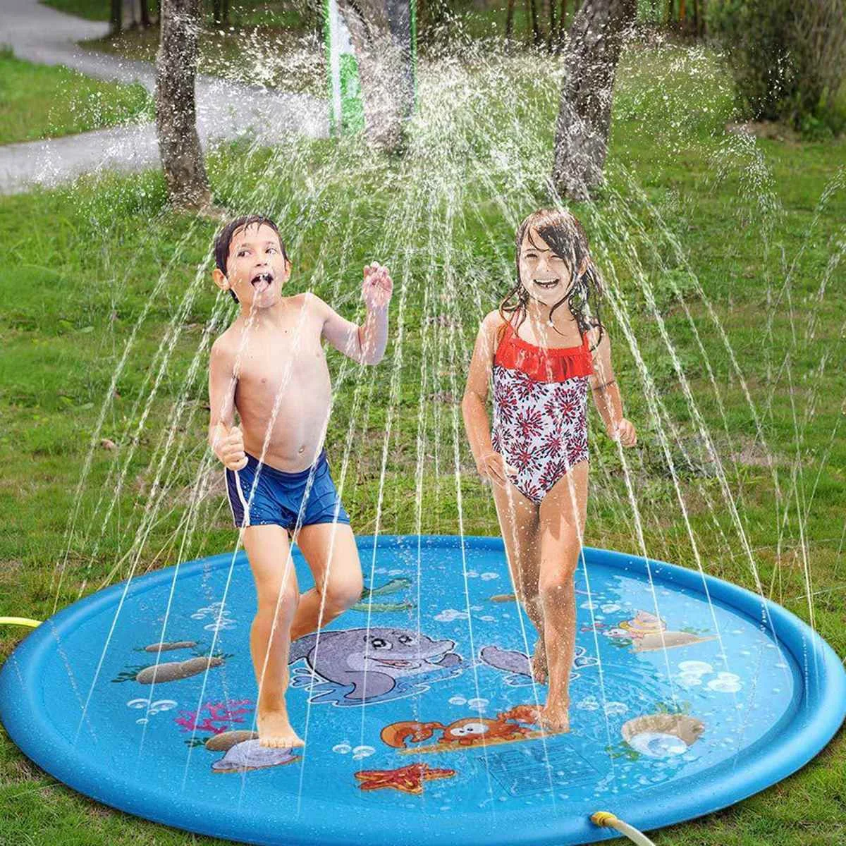 Dren play water mat outdoor game toy lawn for children summer pool kids games fun spray thumb200