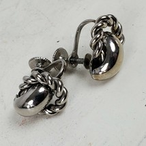 Antique Estate Screw Back STATEMENT Earrings Silver Tone .67 Inch - $71.53