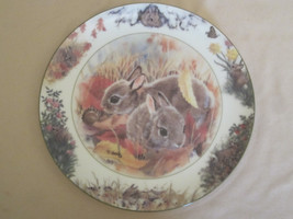 October Harvest Collector Plate Backyard Buddies Crestley Collection Bunny Rabbi - £25.07 GBP