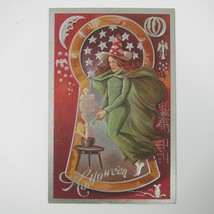 Vintage Halloween Postcard Keyhole Nash Witch Brew Potion Silver Embosse... - £31.37 GBP