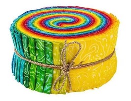 Jelly Roll Expressions Batiks Rainbow Brights Elementals Fabric Roll-Up M530.41 - £37.85 GBP