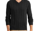 Club Room Men&#39;s Drop-Needle V-Neck Cotton Sweater in Deep Black-XL - $19.99