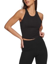 MSRP $50 Dkny Womens Tank Cropped Metallic Logo Top Black Size XL - £10.37 GBP