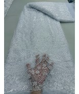 YQOINFKS Sequins Fabric Luxury Beaded Swiss Voile Tulle Lace Bridal Embr... - $189.99