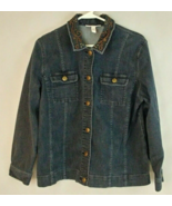 JM Collection Blue Jean Jacket With Beaded Embellished Collar Size 12 - $14.84