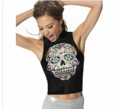 Day of the dead Sugar Skull crop top small nwot - $9.89