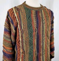 Vintage Cellinni Sweater Textured Cotton Blend Large Hip Hop 80s Biggie Cosby - £70.61 GBP