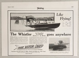 1927 Print Ad The Whistler Air-Driven &amp; Air Steered Boats Free Bottom Craft NY - $15.28