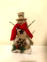 Rustic led Snowman Figurine- B/O With Timer - £24.12 GBP
