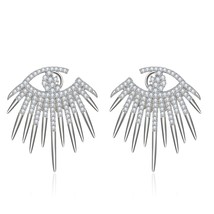 Cubic Zirconia Irregular Stud Earrings 925 Sterling Silver Micro Pave Zircon Stu - £41.67 GBP