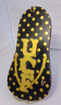 Wooden Key Rack UCF Letters Flip Flop Design Black and Gold Colors- 3 Key Hooks - £9.60 GBP