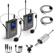 Hotec Wireless System with Dual Headset Microphones/Lavalier Lapel Mics and - £75.95 GBP