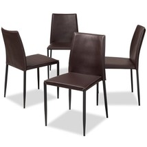Baxton Studio Pascha Faux Leather Dining Chair in Brown (Set of 4) - £309.25 GBP
