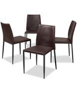 Baxton Studio Pascha Faux Leather Dining Chair in Brown (Set of 4) - £310.82 GBP