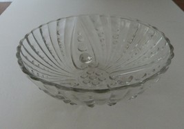 Anchor Hocking Vintage Burple Lge Berry Clear Serving Bowl Pressed W/ Ribs Dots - £11.91 GBP