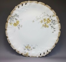 Antique CRA Limoges Porcelain Plate Gold Blue Flowers France - £17.25 GBP