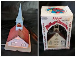Regency Électrique Light Up Alpine Village Église Noël Tache Verre Travail - $33.24