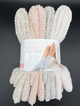 4 Pair Lemon Brand Cozy Crew Ladies&#39; Socks Fuzzy Warm Socks Size 5-9.5 - £19.69 GBP