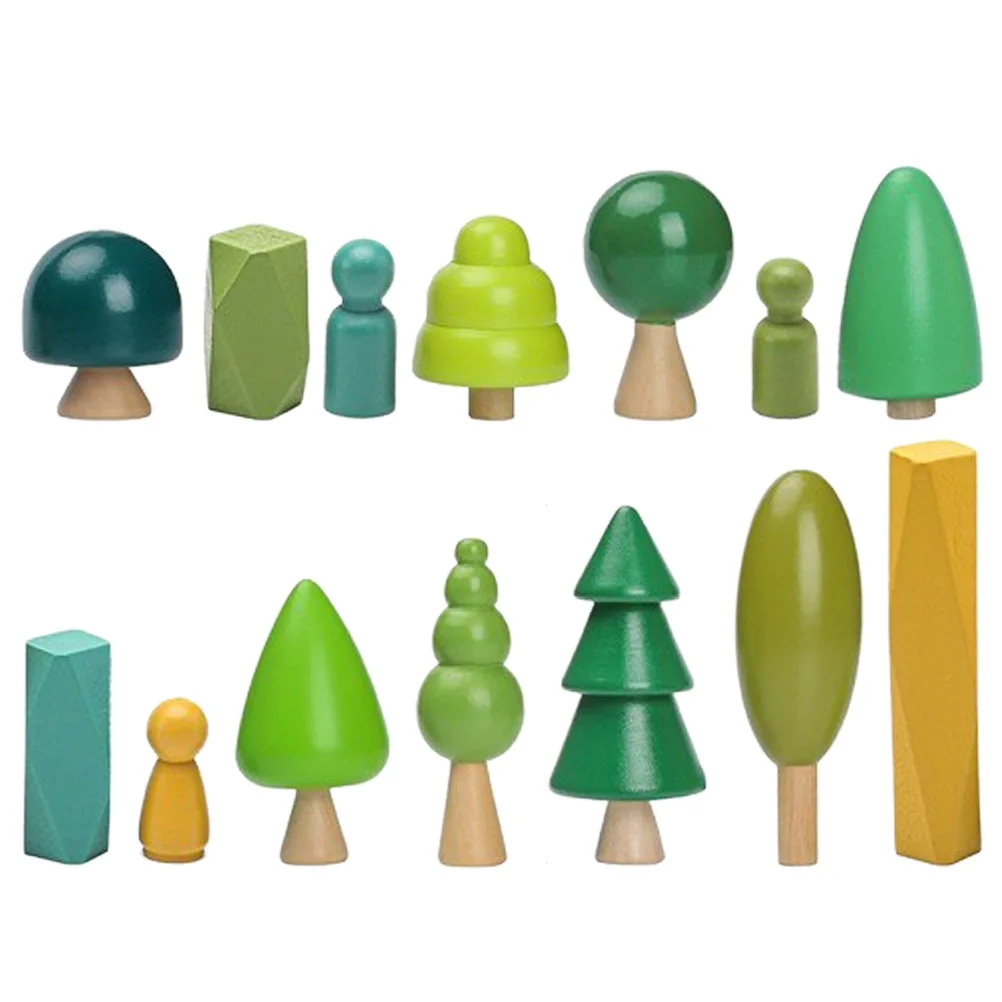Mini Tree Cake Decoration Kids Toys Wooden Trees Montessori For Toddler Block - £21.95 GBP