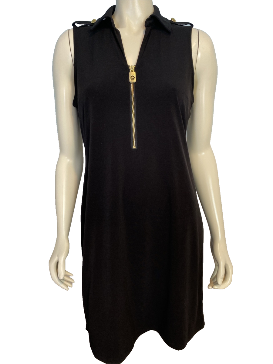Michael Kors Black Collared Sleeveless A Line Knit Dress Size M - $18.99