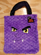New w/Tag Purple Furry Monster 14x14 Trick Or Treat Bag Scary Eyes - Hal... - $13.76