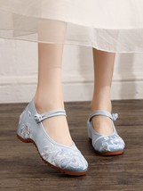 Inside Hidden Wedge Heels Women Satin Round Toe Shoes Comfortable Vintage Chines - £29.80 GBP
