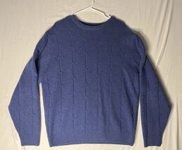 Jos A Bank Cable KnIt Lambswool Sweater Men’s Large Blue Pullover Long S... - $30.00