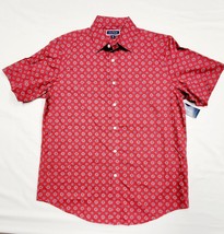 CLUB ROOM Men&#39;s Small Karanda Red White Blue REFINED Woven Flower Shirt 42&quot; - £21.26 GBP