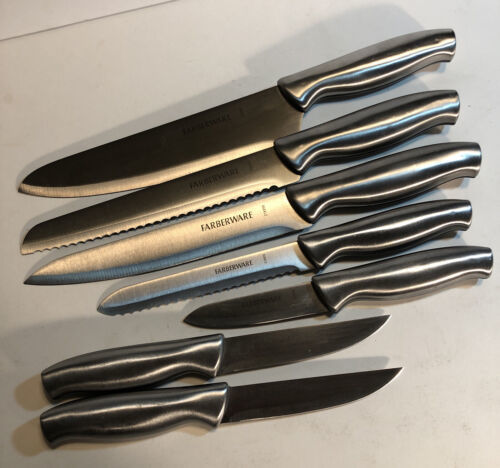 Farberware Stamped Stainless Steel 7 piece Knife Set Chef Slicing Serrated Steak - $21.46