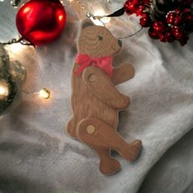 Jointed Wooden Bear Ornament Midwest Of Cannon Falls Christmas Farmhouse Rustic - £14.31 GBP