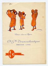 French Line Dinner Menu Paquebot De Grasse 1925 Porteurs d'eau en Algeri... - $64.52