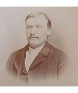 Cabinet Card Photo Handsome Man Handlebar Mustache Alexandria MN - $45.71 CAD