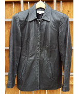 Casual Corner Leather Jacket-M-Black-Pockets-Lambskin Leather-Zipper- - $37.06 CAD