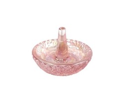 Vintage 80&#39;s Fenton Pink Iridescent Glass Ring Holder Vanity Trinket Dish - £27.62 GBP