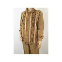 Men Silversilk 2pc Fancy walking leisure suit Italian woven knits 4407 Cafe Tan image 8