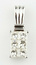 14k White Gold Princess Cut Invisible Set Diamond Pendant TDW = 1.00 ct - £1,348.78 GBP