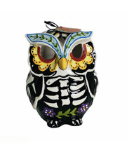 Blue Sky Sugar Skull Owl Skeleton Tealight Candle Holder Halloween Day of Dead - £39.53 GBP